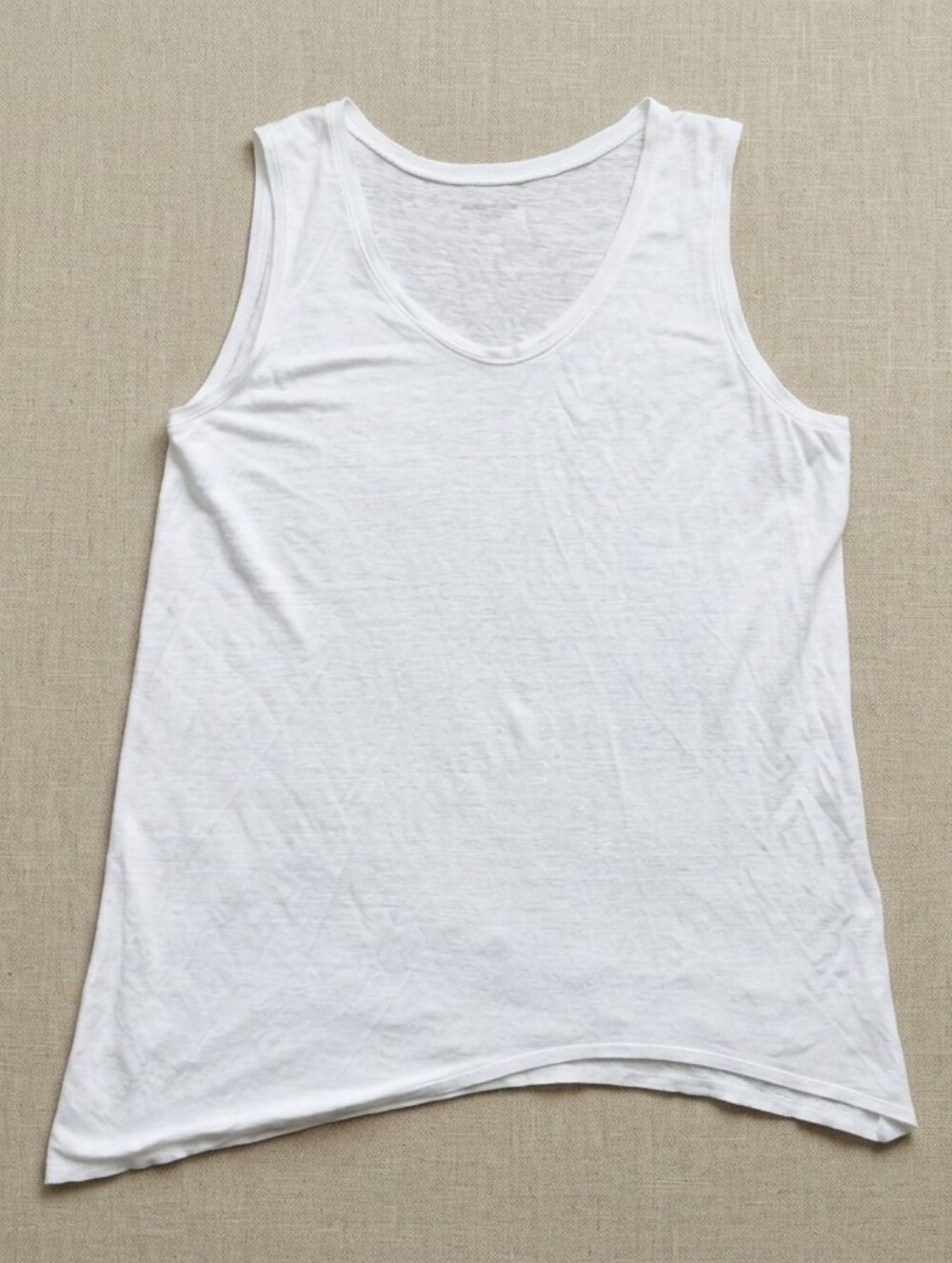 Eileen Fisher Organic Linen Slant Hem Tank Top White Large Like New